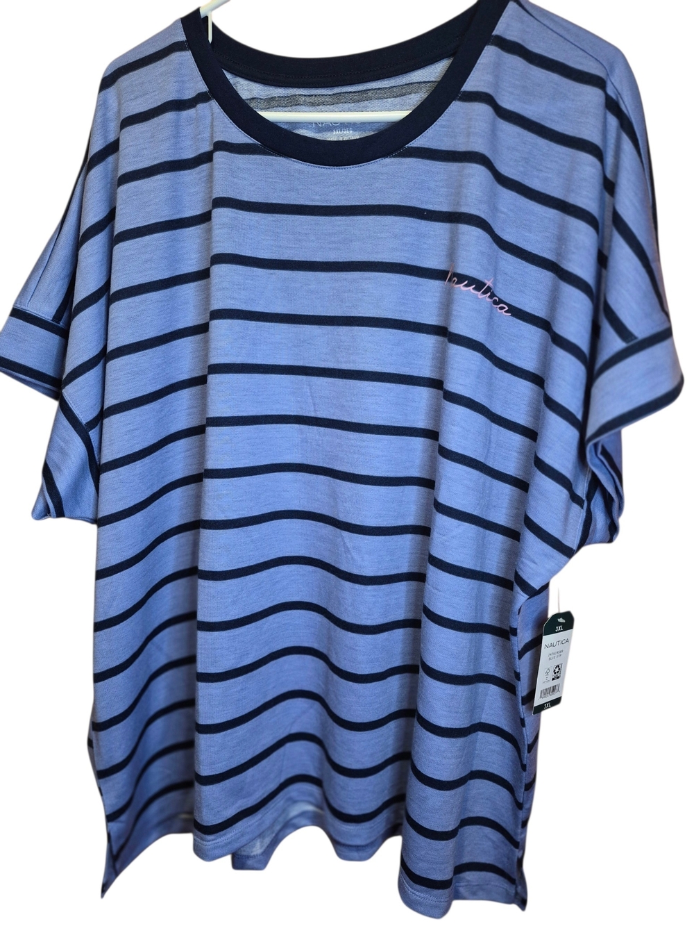 Nautica Blue Striped Tee P2p 29" Stretches To 32" Length 28